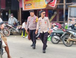 Personel Sat Samapta Polres Mamasa Laksanakan Patroli Jalan Kaki Untuk Jaga Keamanan dan Ketertiban Wilayah Hukum Polres Mamasa
